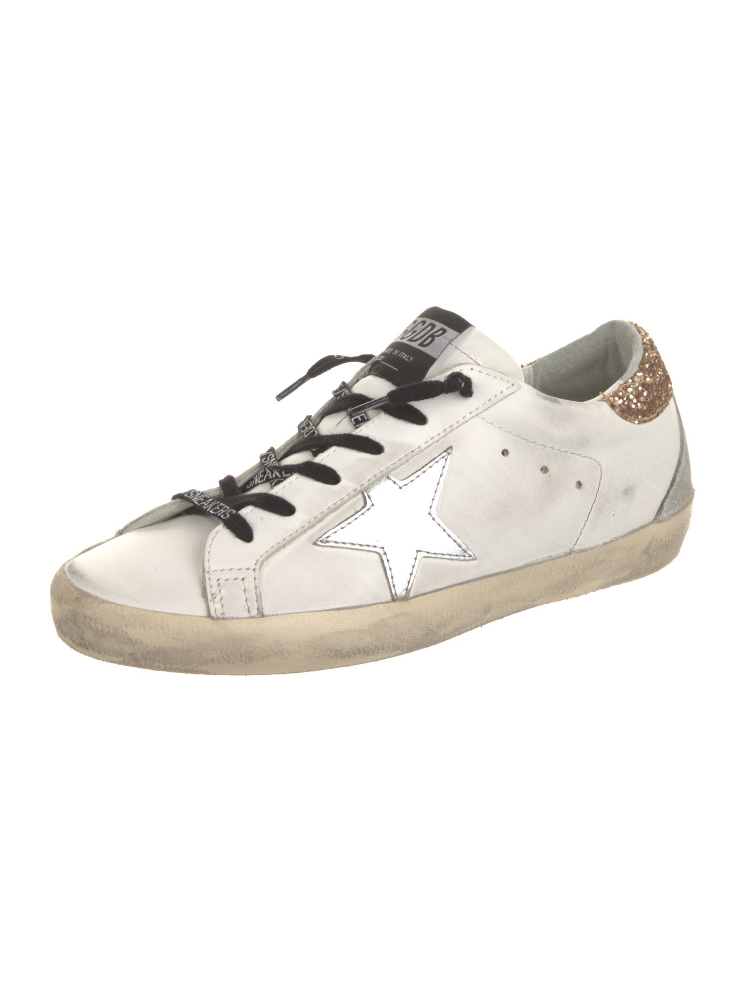 Golden Goose Leather Glitter Accents Sneakers