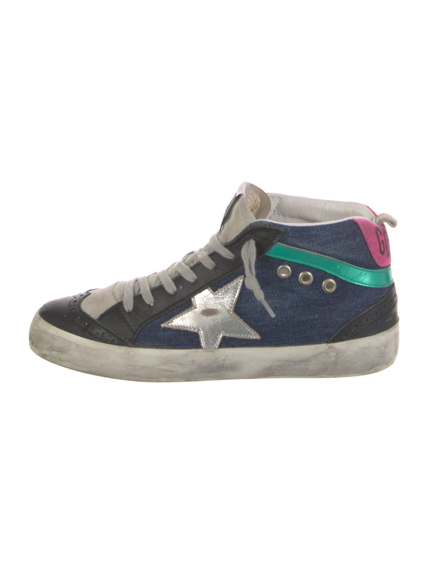 Golden Goose Denim Colorblock Pattern Sneakers