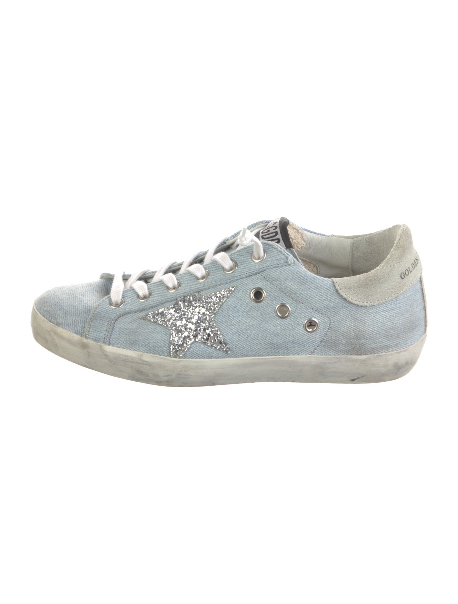 Golden Goose Denim Glitter Accents Sneakers