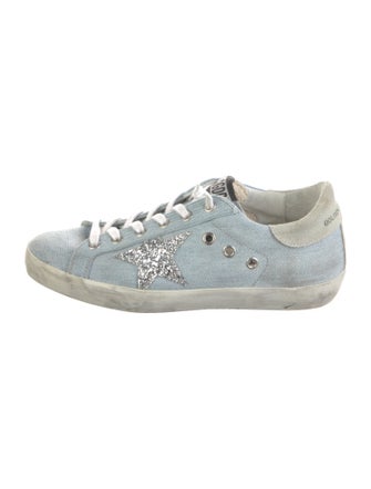 Golden Goose Denim Glitter Accents Sneakers