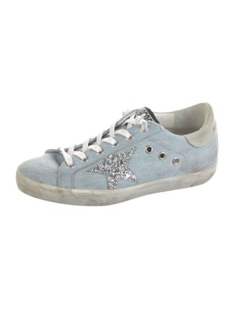 Golden Goose Denim Glitter Accents Sneakers