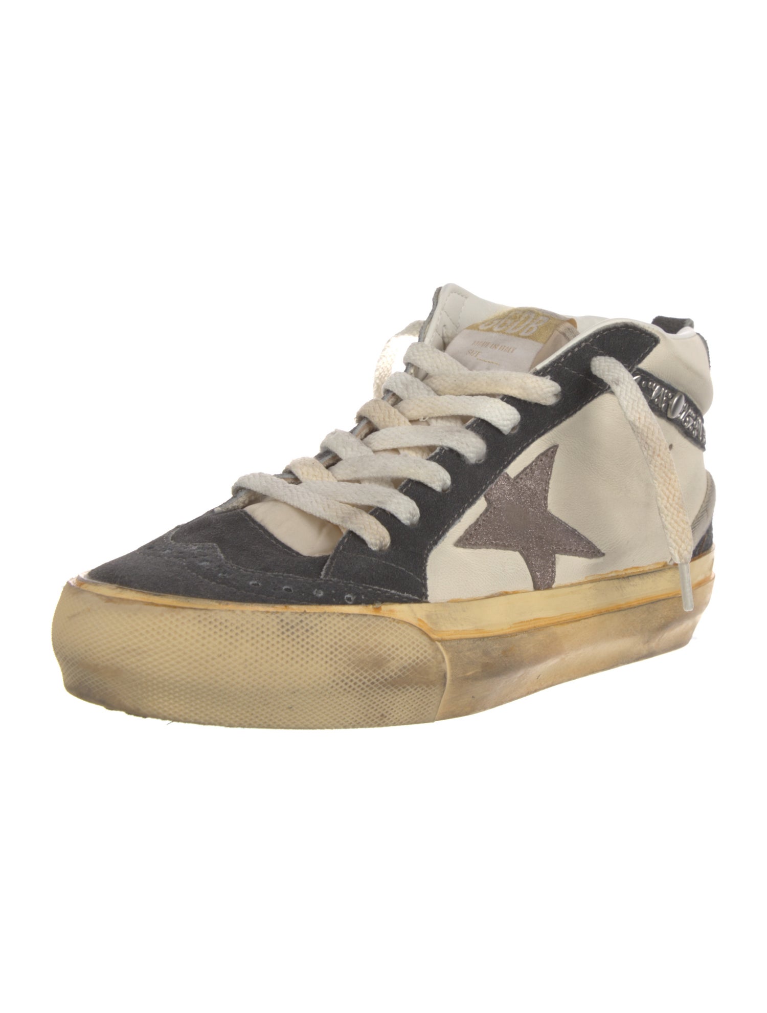 Golden Goose Leather Colorblock Pattern Wedge Sneakers