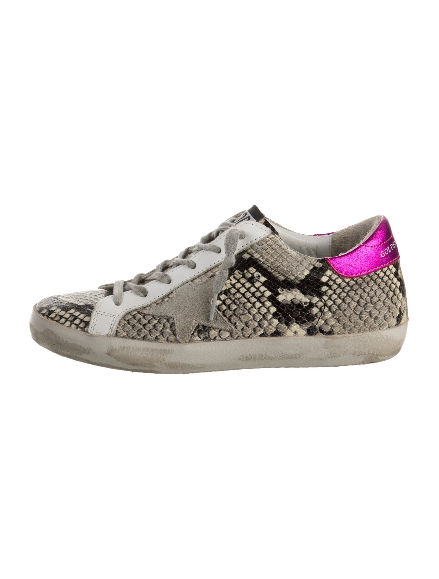 Golden Goose Leather Animal Print Sneakers