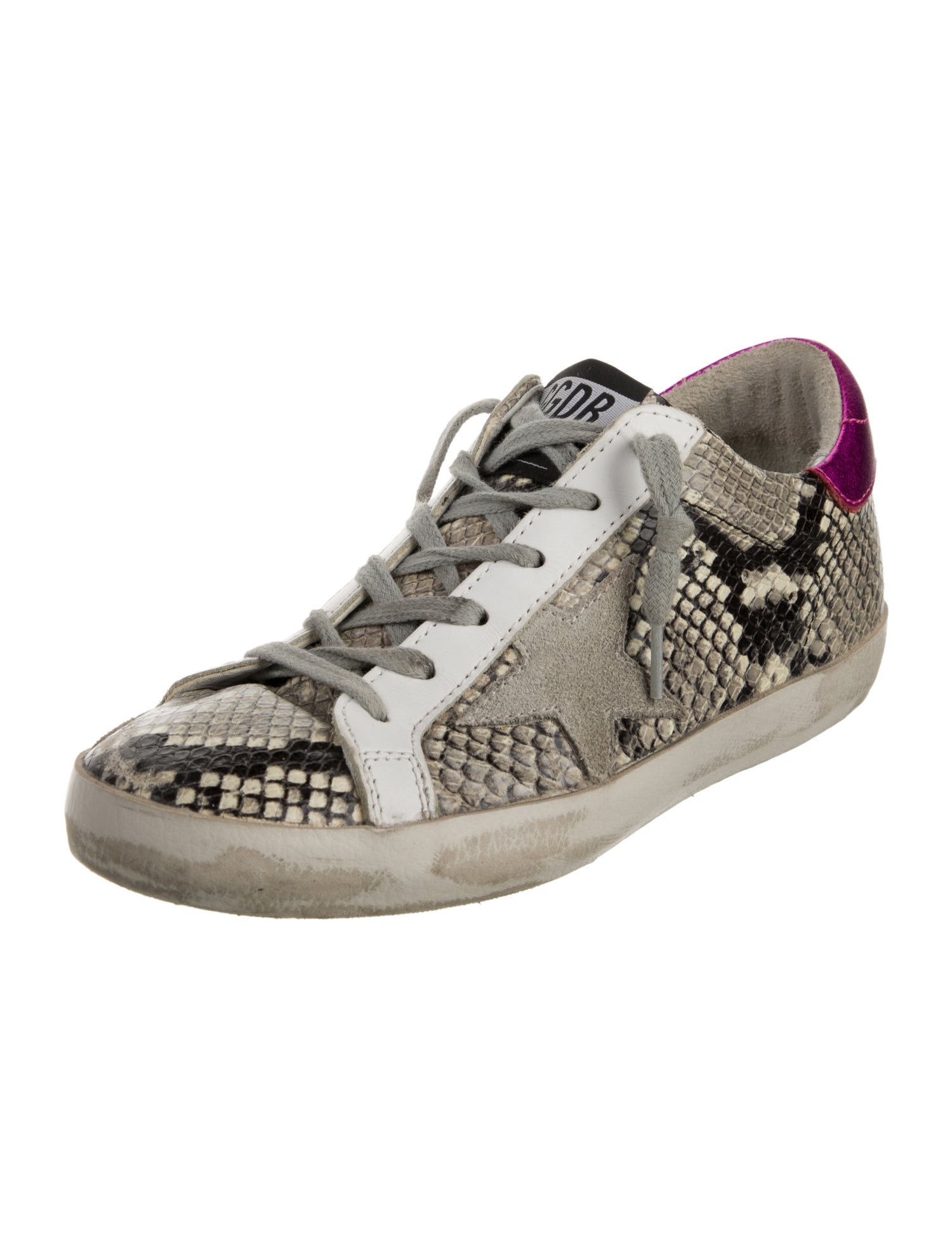 Golden Goose Leather Animal Print Sneakers