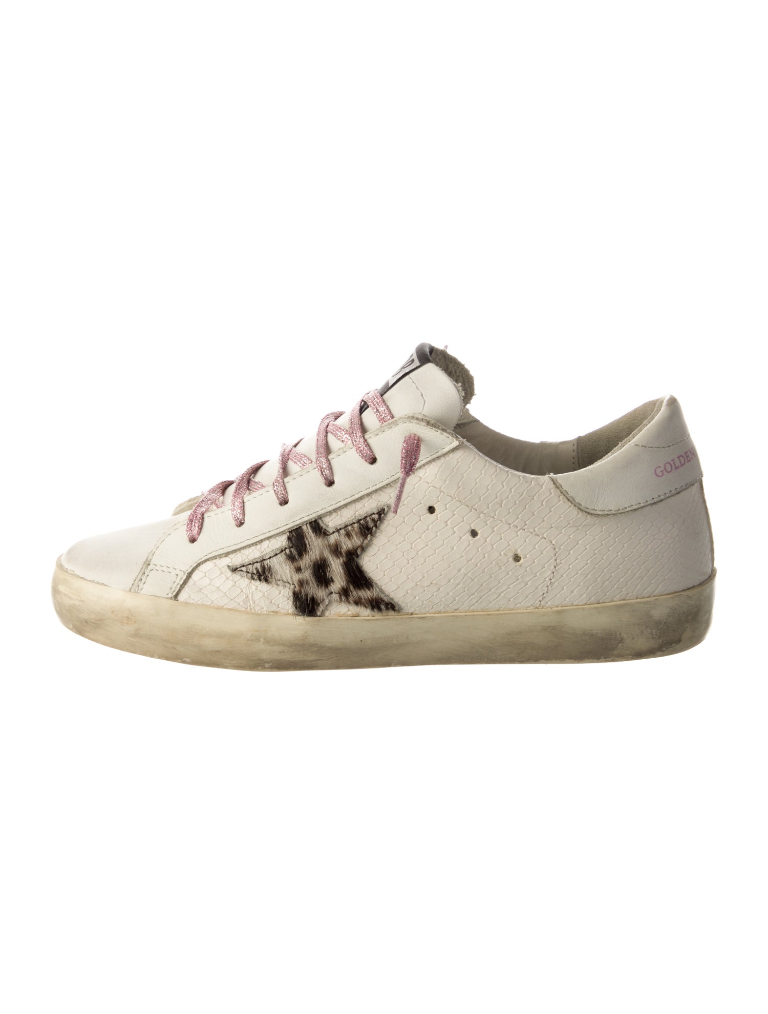 Golden Goose Leather Animal Print Sneakers