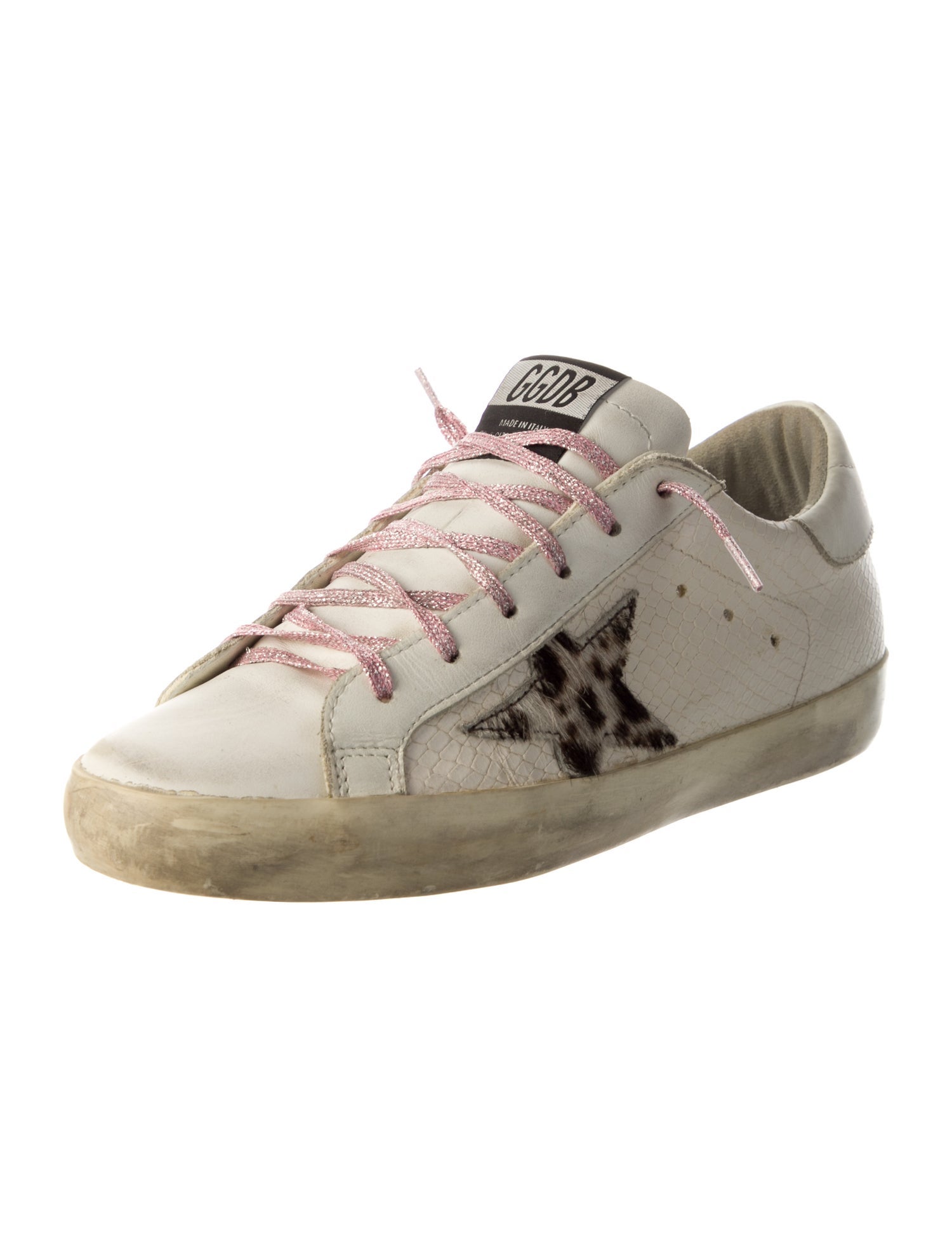 Golden Goose Leather Animal Print Sneakers