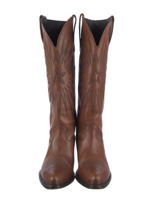 Golden Goose Leather Embroidered Accent Western Boots