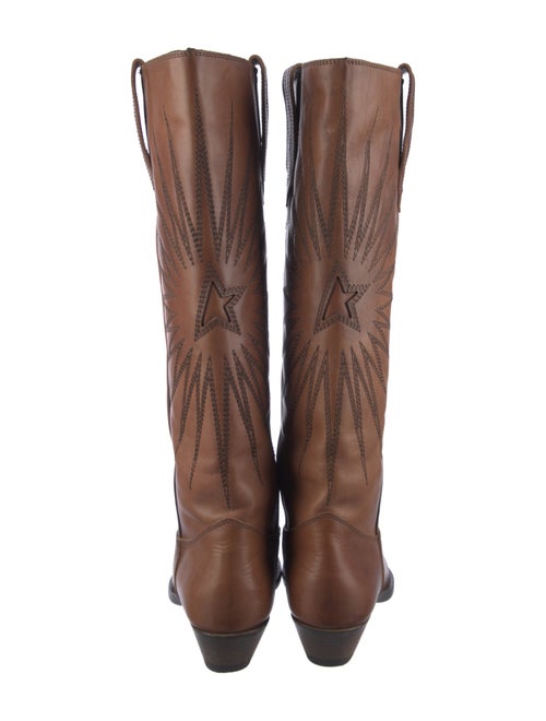 Golden Goose Leather Embroidered Accent Western Boots