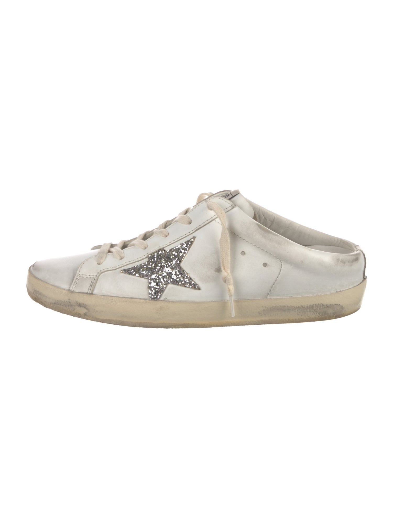 Golden Goose Leather Glitter Accents Sneakers
