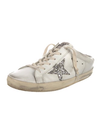 Golden Goose Leather Glitter Accents Sneakers