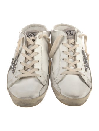 Golden Goose Leather Glitter Accents Sneakers