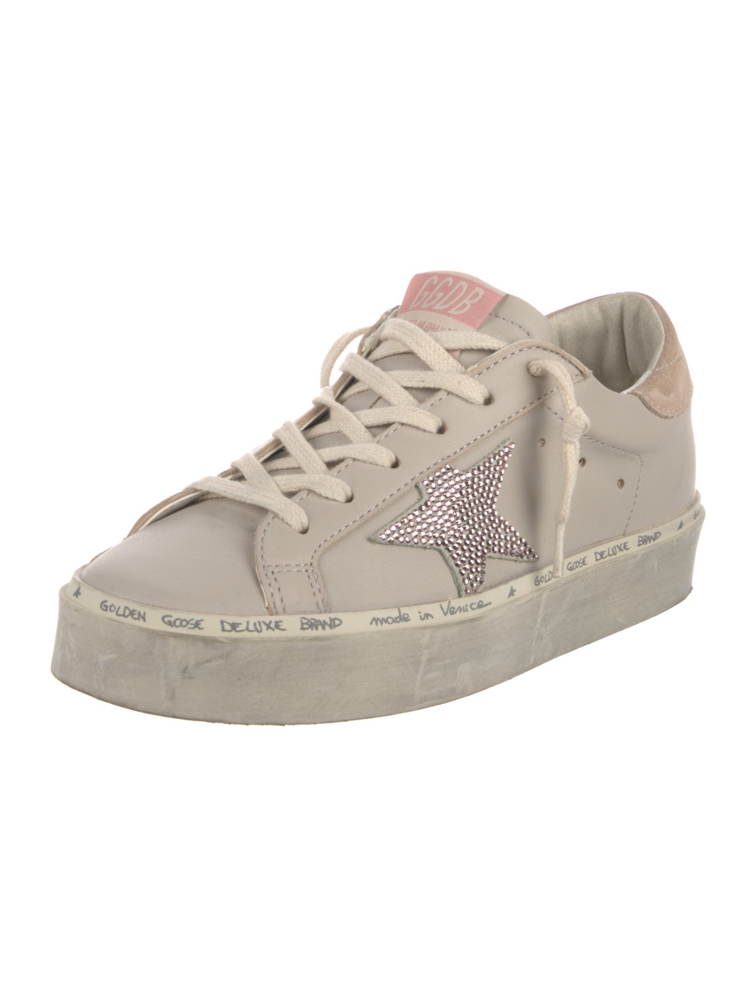 Golden Goose Leather Glitter Accents Sneakers