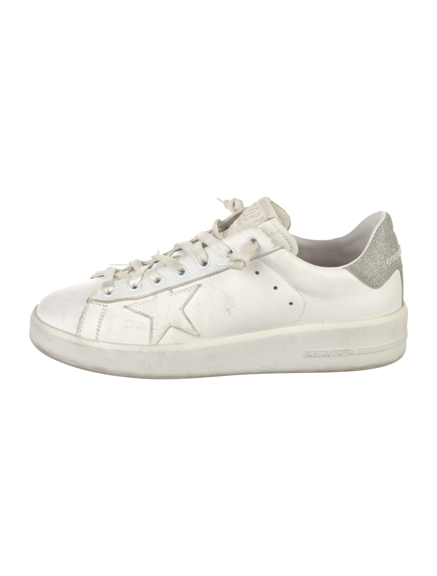 Golden Goose Leather Glitter Accents Sneakers