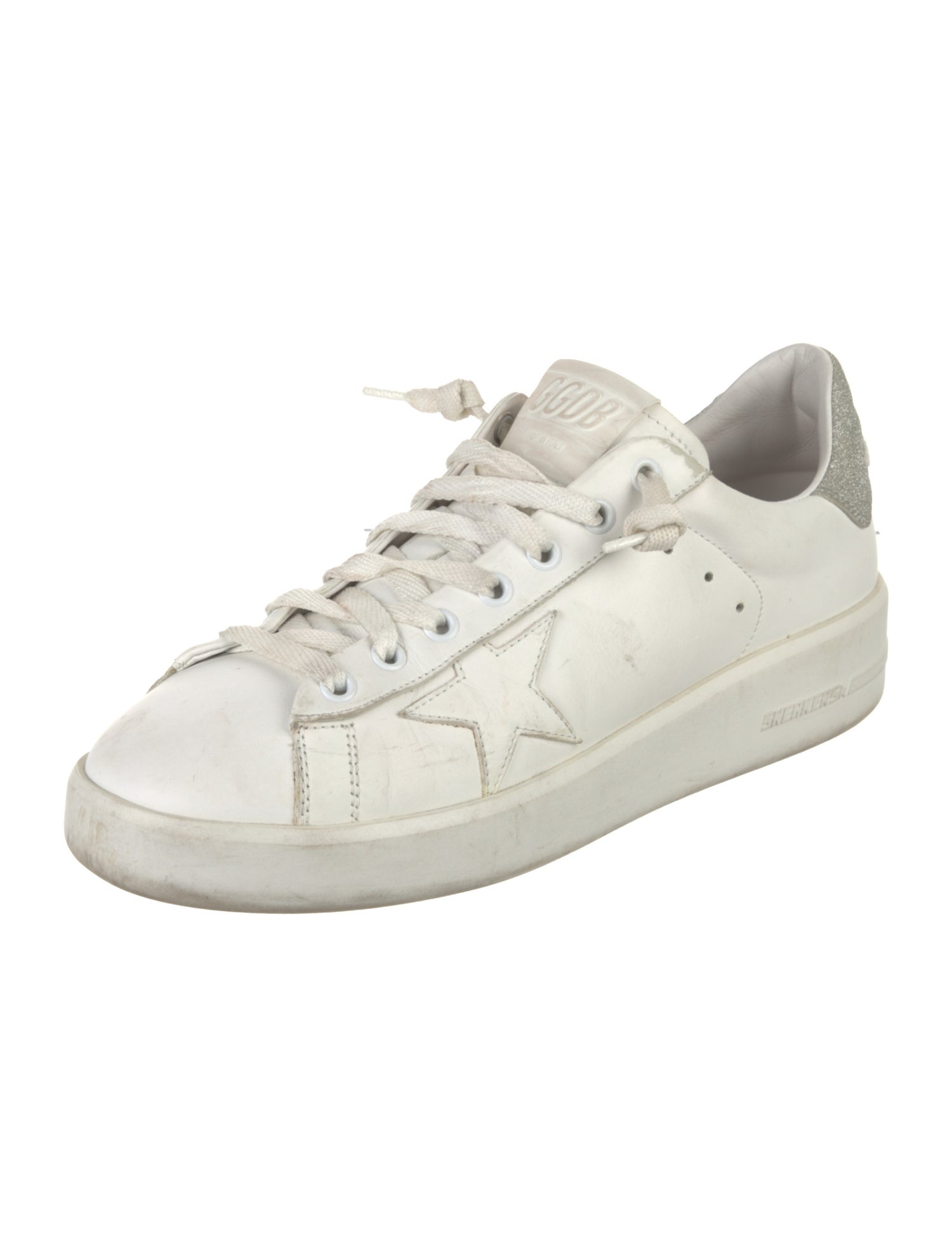 Golden Goose Leather Glitter Accents Sneakers