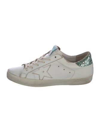 Golden Goose Leather Glitter Accents Sneakers