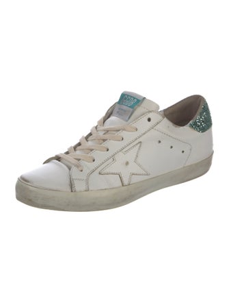 Golden Goose Leather Glitter Accents Sneakers