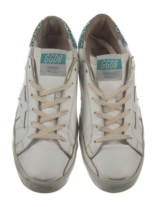 Golden Goose Leather Glitter Accents Sneakers