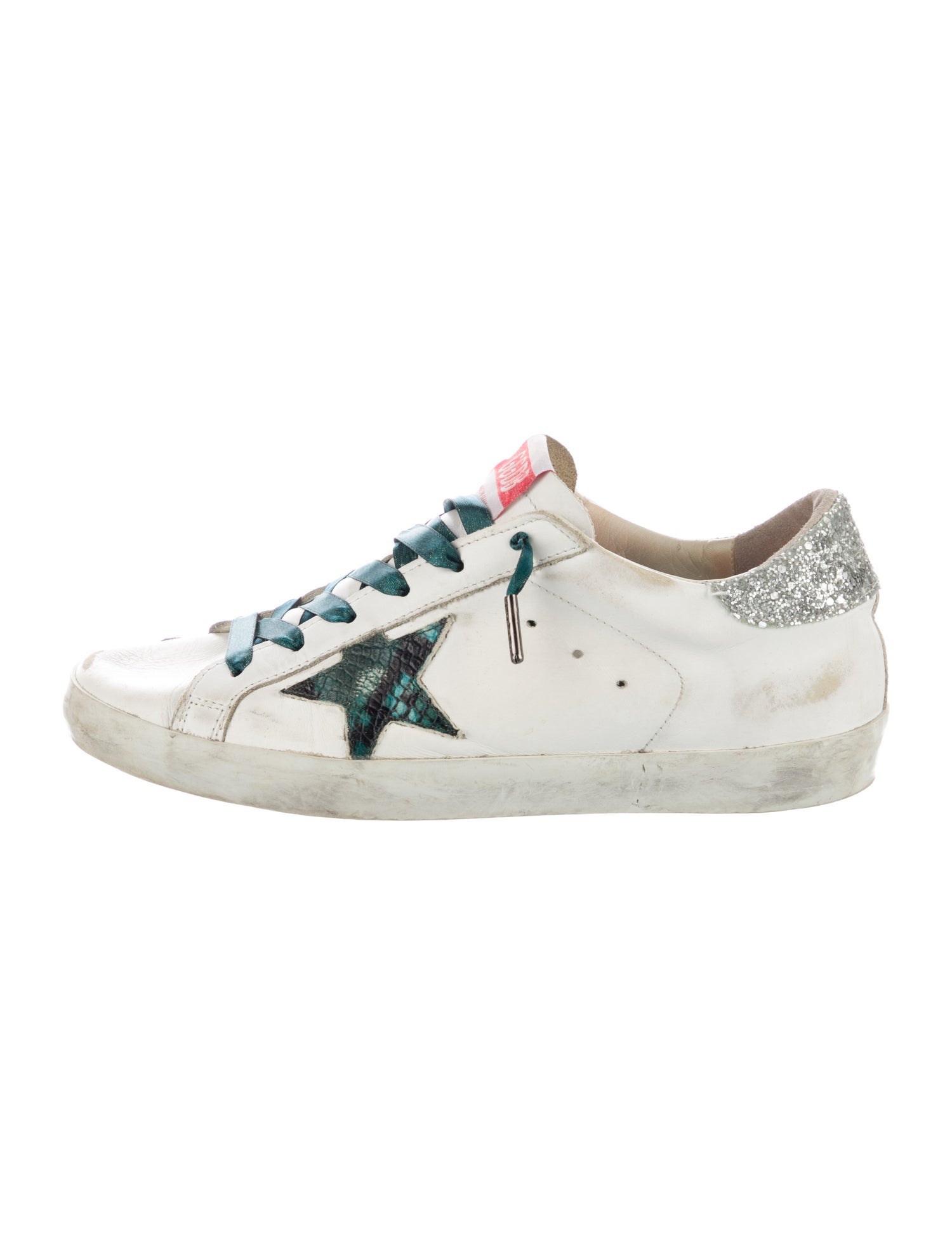 Golden Goose Leather Glitter Accents Sneakers