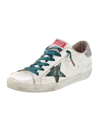 Golden Goose Leather Glitter Accents Sneakers