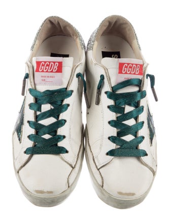 Golden Goose Leather Glitter Accents Sneakers