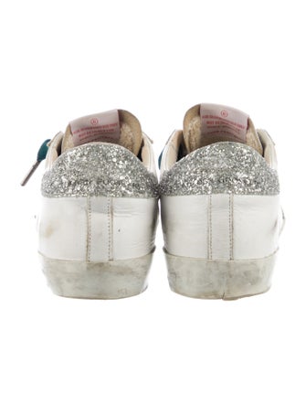 Golden Goose Leather Glitter Accents Sneakers