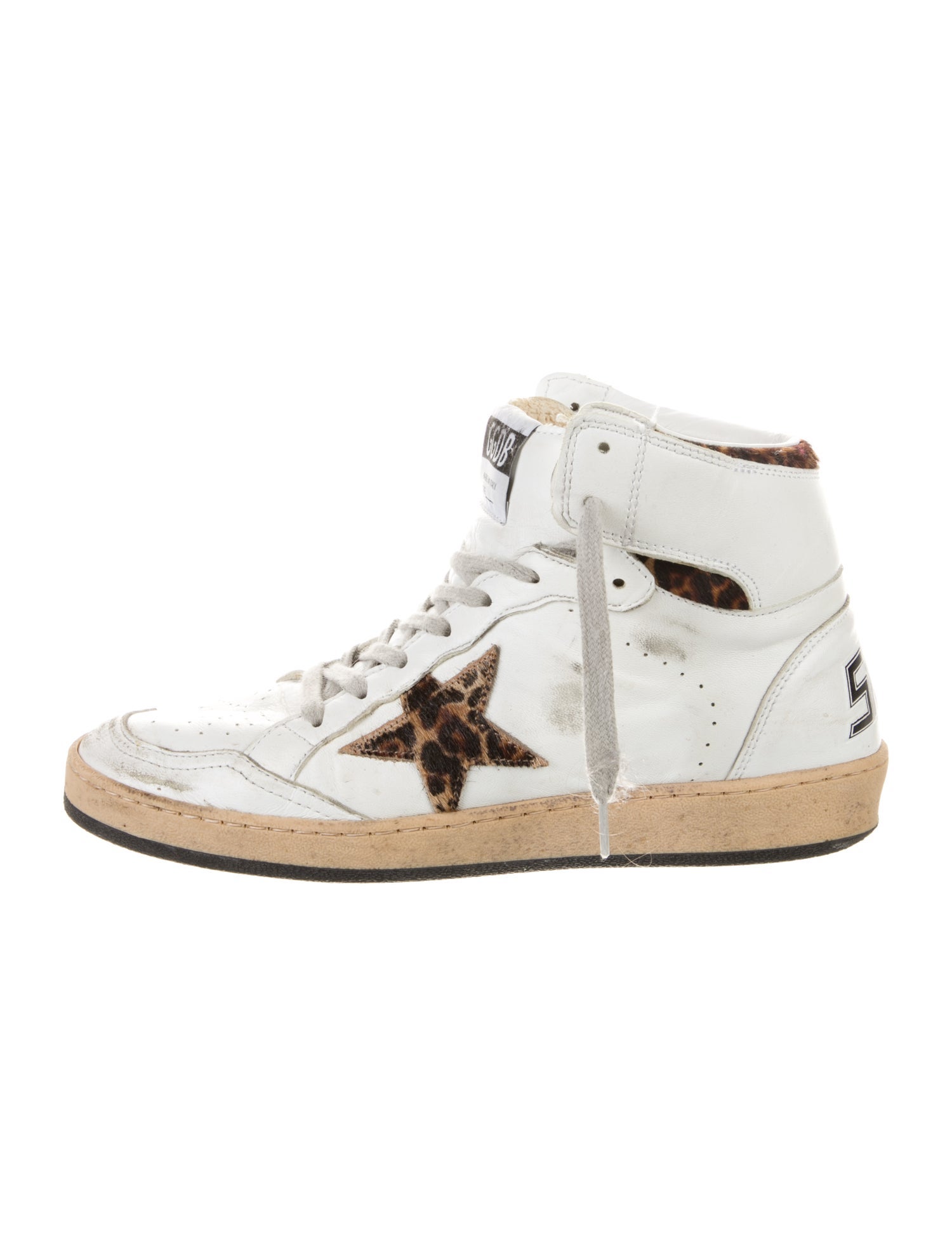 Golden Goose Leather Animal Print Sneakers