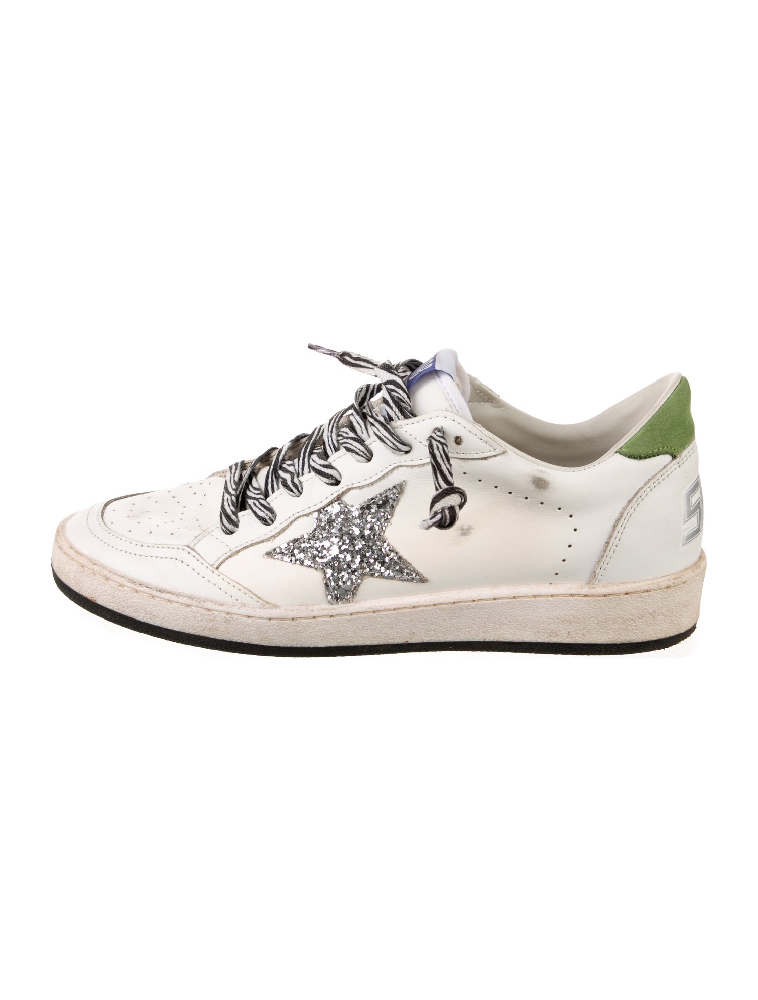Golden Goose Leather Glitter Accents Sneakers