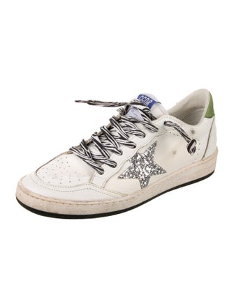 Golden Goose Leather Glitter Accents Sneakers