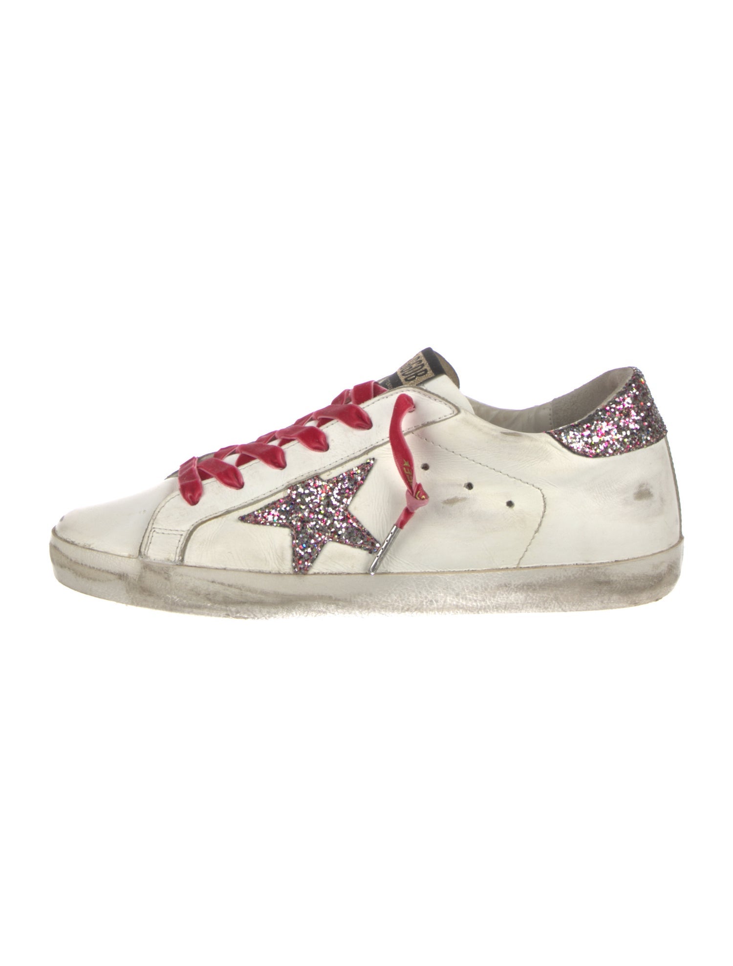 Golden Goose Leather Glitter Accents Sneakers