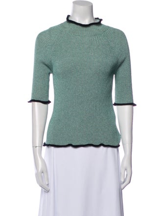 Golden Goose Mock Neck Three-Quarter Sleeve Sweatshirt