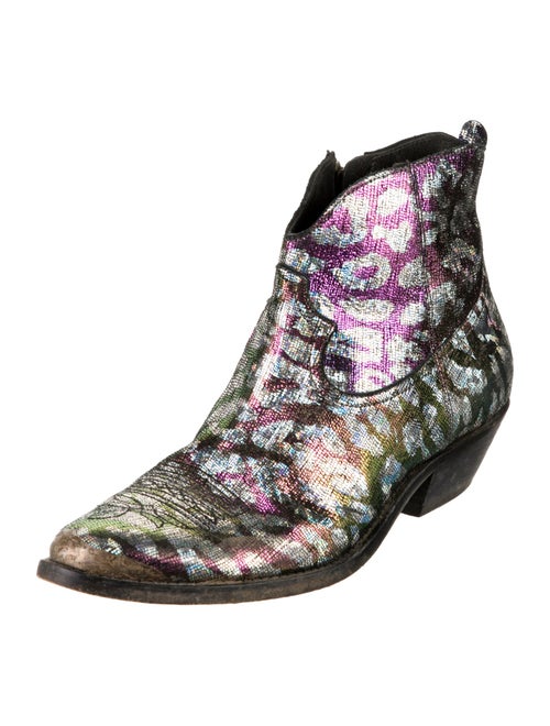 Golden Goose Leather Animal Print Western Boots