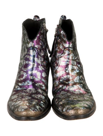 Golden Goose Leather Animal Print Western Boots