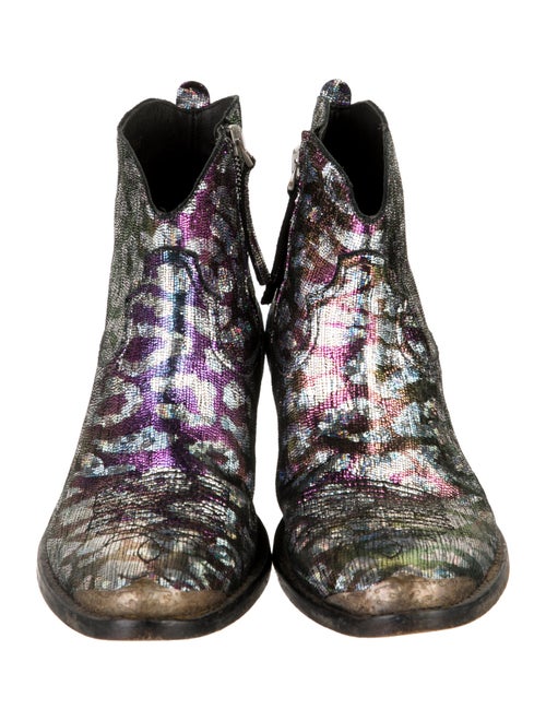 Golden Goose Leather Animal Print Western Boots