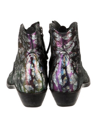 Golden Goose Leather Animal Print Western Boots