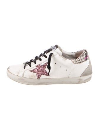 Golden Goose Leather Animal Print Sneakers