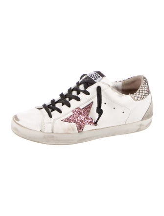 Golden Goose Leather Animal Print Sneakers