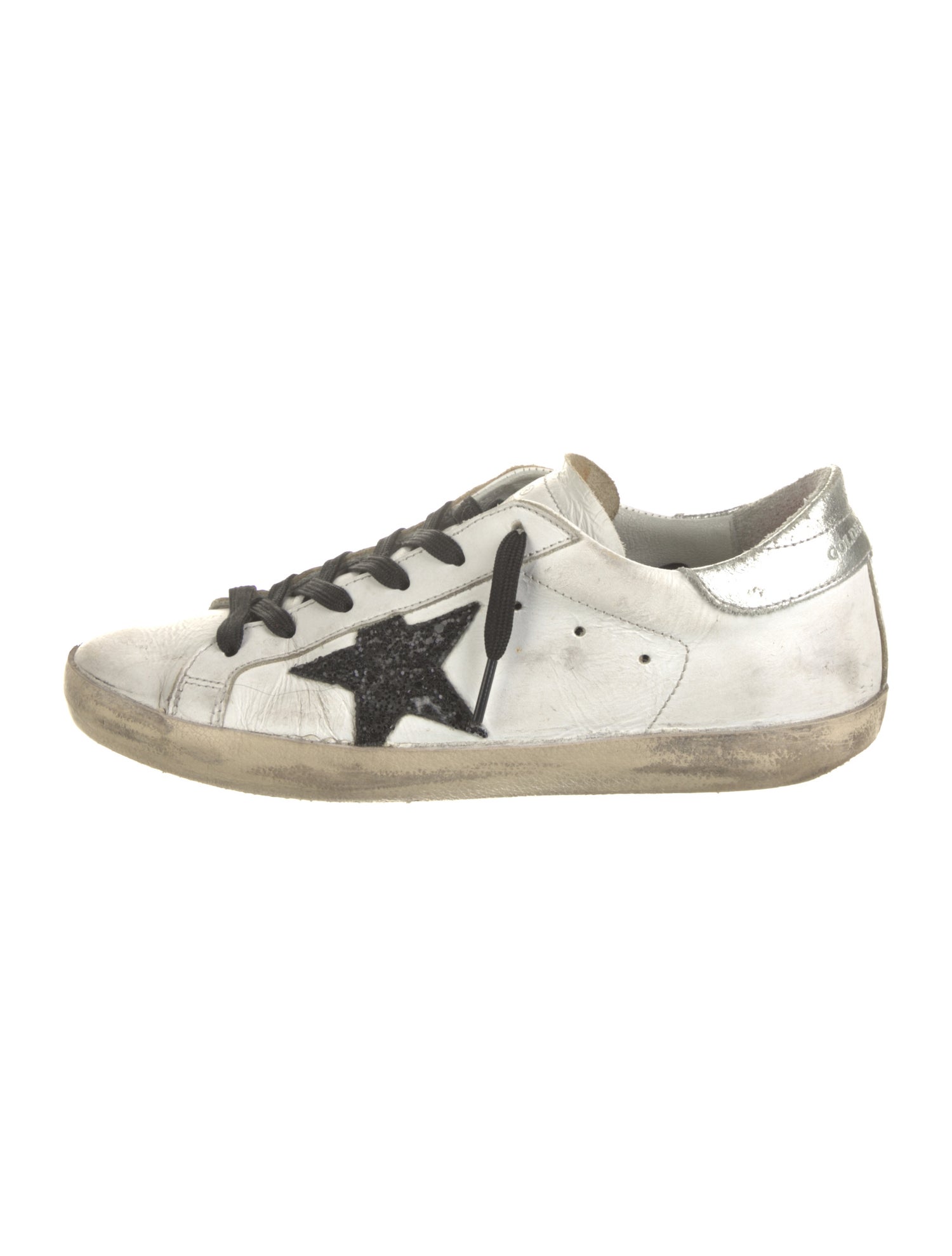 Golden Goose Leather Glitter Accents Sneakers