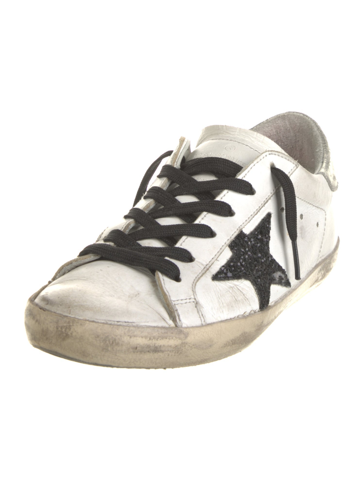 Golden Goose Leather Glitter Accents Sneakers