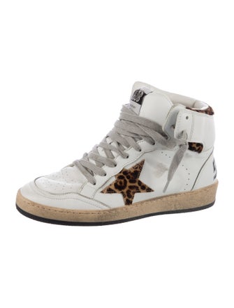Golden Goose Leather Animal Print Chunky Sneakers