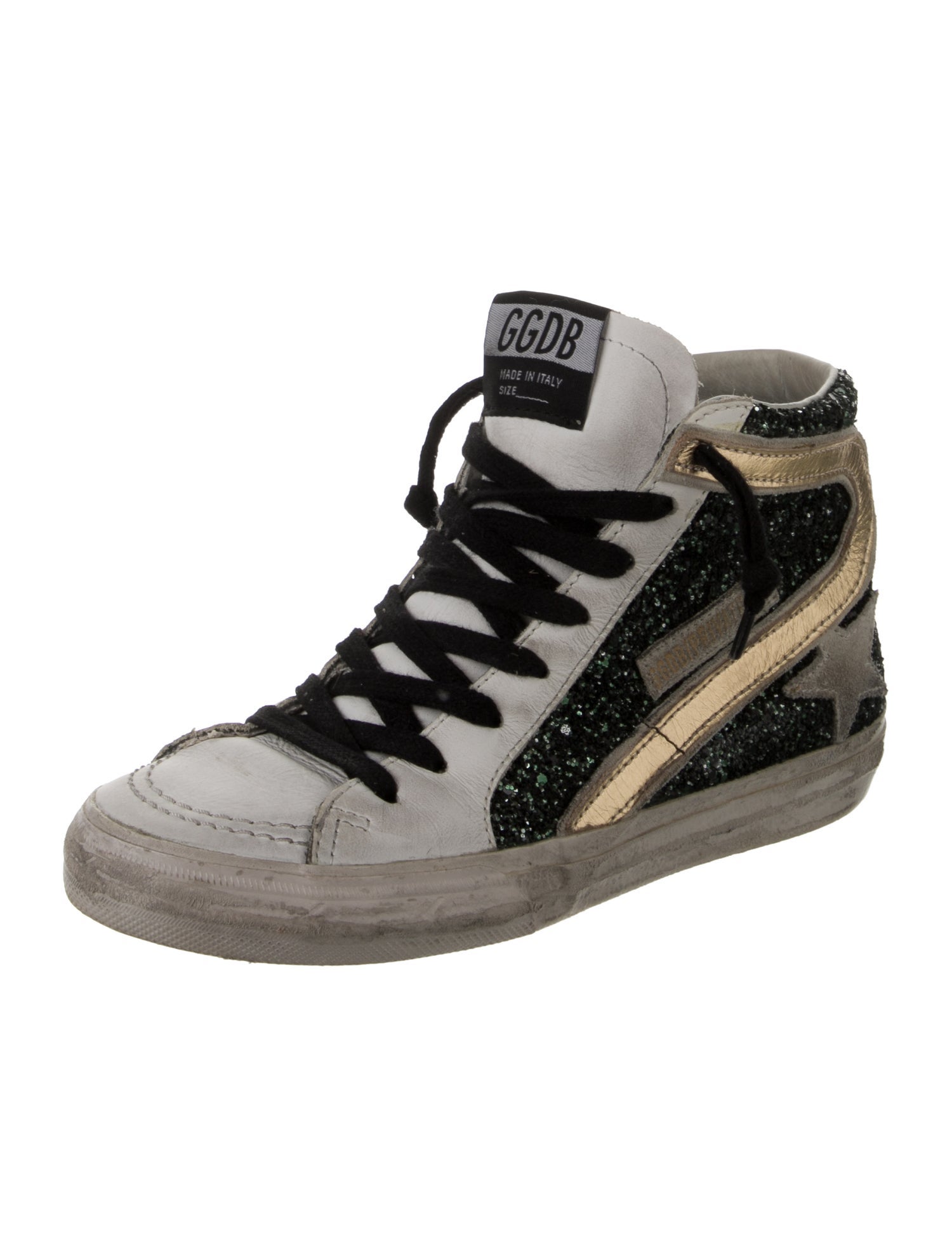Golden Goose Glitter Colorblock Pattern Wedge Sneakers