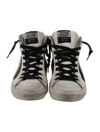 Golden Goose Glitter Colorblock Pattern Wedge Sneakers