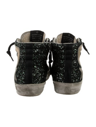 Golden Goose Glitter Colorblock Pattern Wedge Sneakers