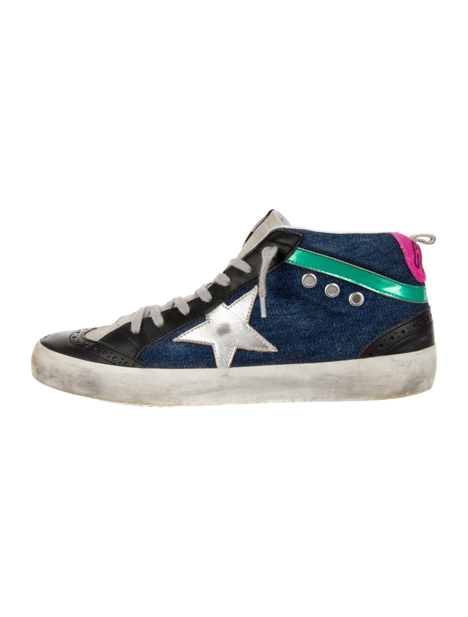 Golden Goose Denim Colorblock Pattern Sneakers