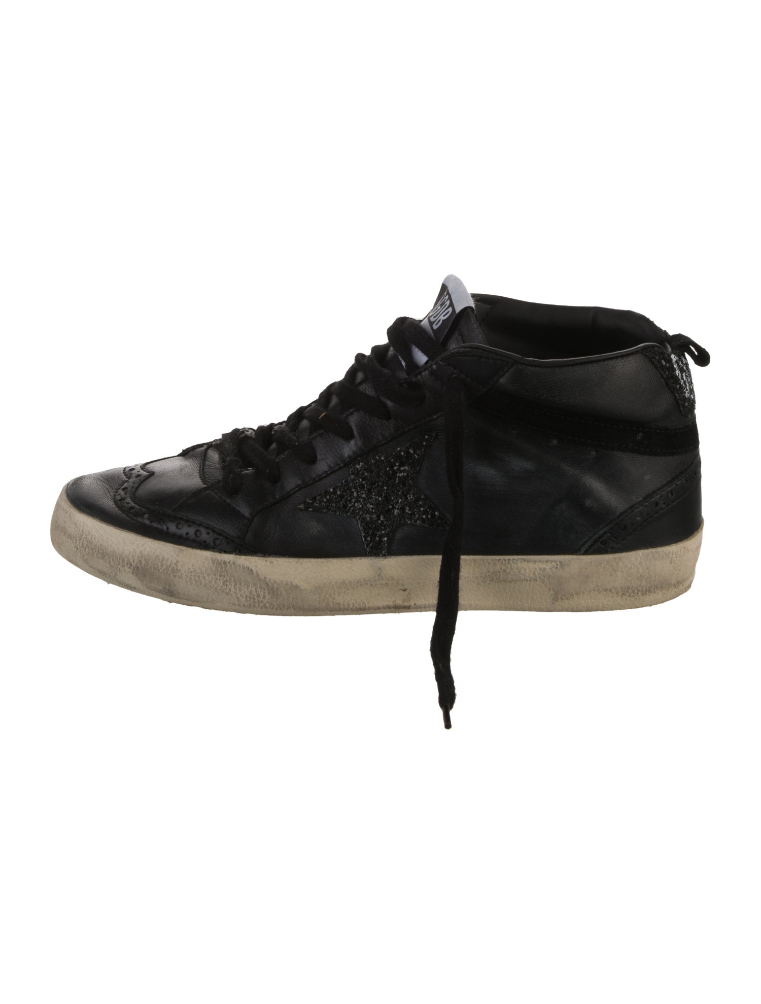 Golden Goose Leather Glitter Accents Sneakers