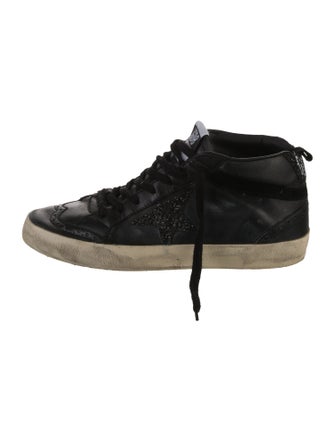 Golden Goose Leather Glitter Accents Sneakers