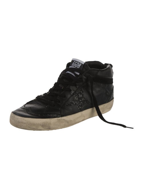 Golden Goose Leather Glitter Accents Sneakers