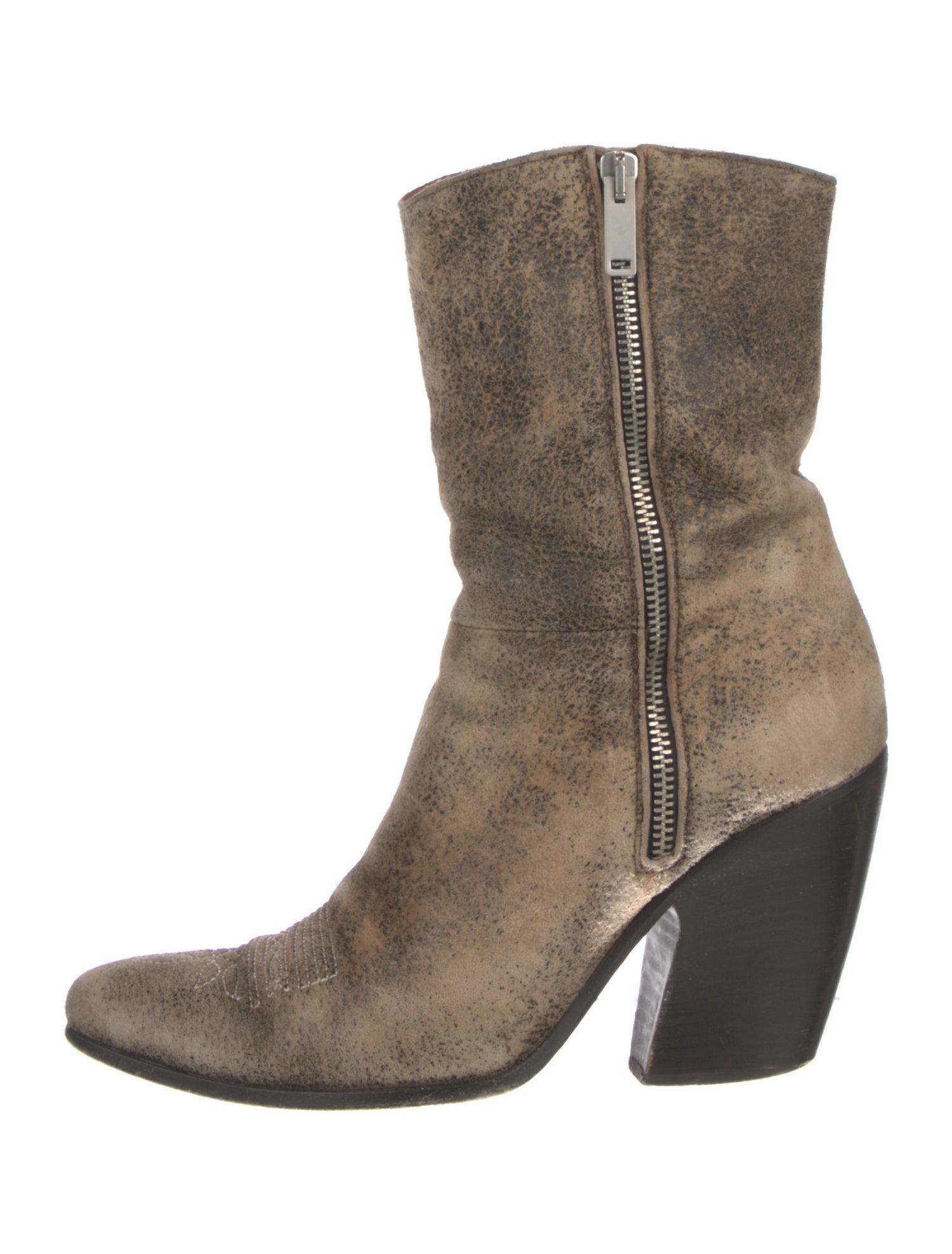 Golden Goose Suede Embroidered Accent Western Boots