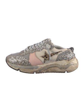 Golden Goose Glitter Colorblock Pattern Athletic Sneakers