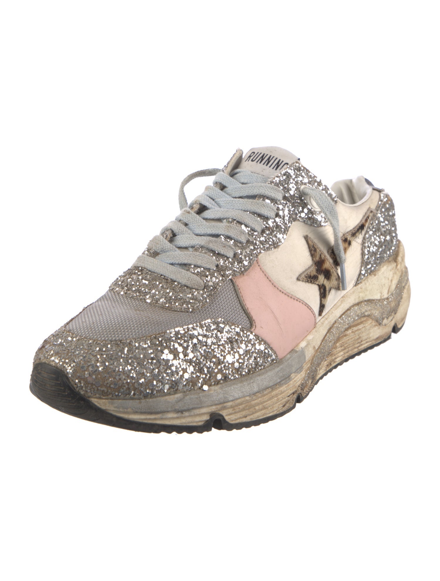 Golden Goose Glitter Colorblock Pattern Athletic Sneakers
