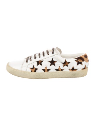 Saint Laurent Leather Animal Print Sneakers